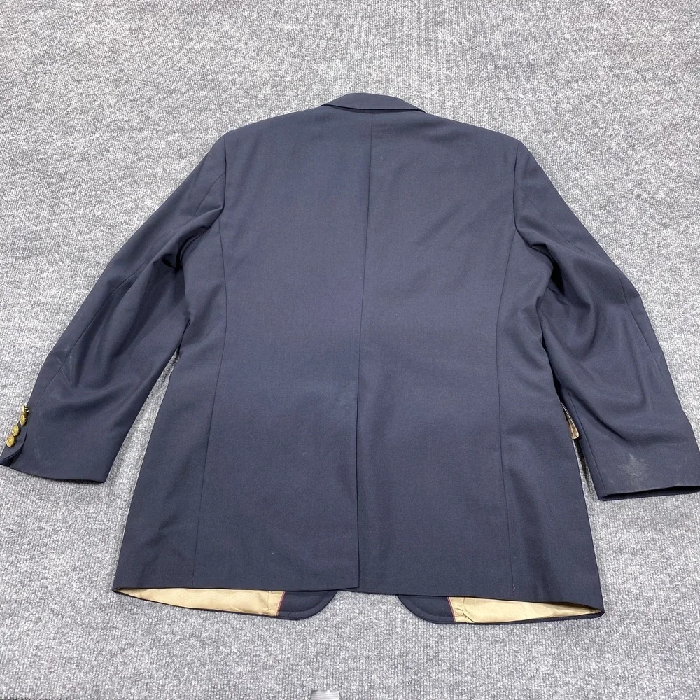 Evan Picone‎ Blazer Mens 40 Navy Gold Button Sport Coat Made USA Two Button